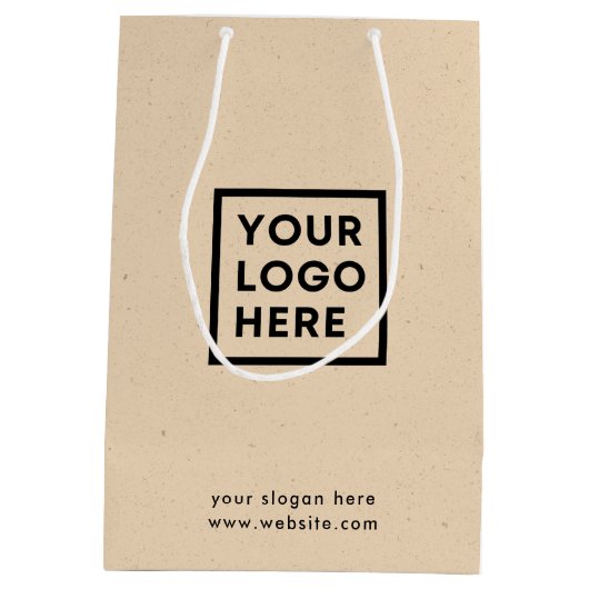 会社ロゴ素朴クラフトモダン ミディアムペーパーバッグ (裏面)