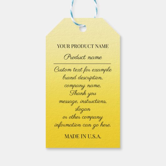 会社ロゴ製品説明イエローショップQR ギフトタグ (裏面)