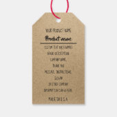 会社ロゴ製品説明MADE USA Kraft ギフトタグ (裏面)