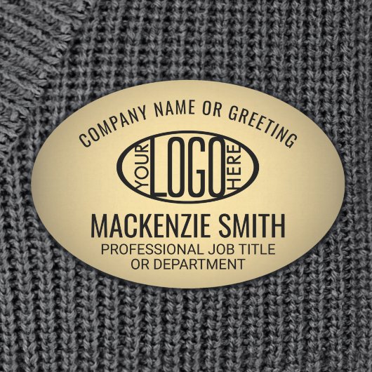 会社ロゴ金ゴールドカラープラスチック楕円従業員 名札