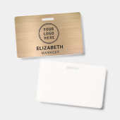 会社ロゴ金ゴールド名 バッジ (正面＆裏面)