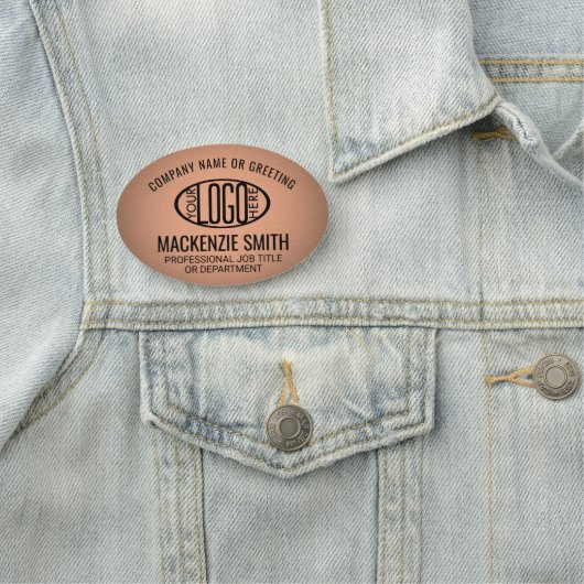 会社ロゴ銅カラープラスチック楕円従業員 名札 (インサイチュ)