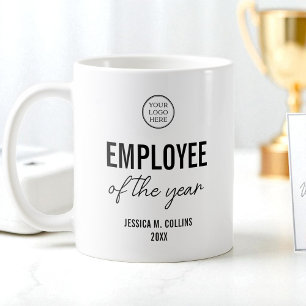 会社ロゴ ビジネス 従業員オブザイヤー賞 コーヒーマグカップ