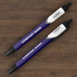 会社ロゴ&文字ブルーペン 青ボールペン