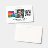 会社ロゴ QRコード IDカード 従業員写真 バッジ (正面＆裏面)
