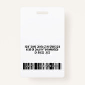 会社ロゴBLACK NameタイトルバーコードカスタムID バッジ (裏面)