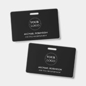 会社ロゴID従業員スタッフミニマリストブラック バッジ (Front & Back)