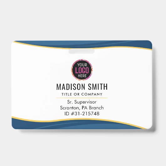 会社ロゴID従業員スタッフ最小主義ホワイト バッジ (正面)