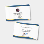 会社ロゴID従業員スタッフ最小主義ホワイト バッジ (正面&裏面)