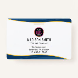 会社ロゴID従業員スタッフ最小主義ホワイト バッジ