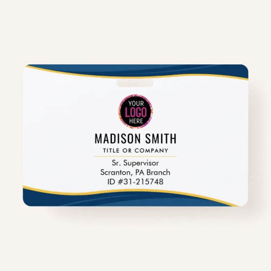 会社ロゴID従業員スタッフ最小主義ホワイト バッジ (正面)