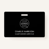 会社ロゴID |従業員スタッフのミニマリストブラック バッジ (正面)