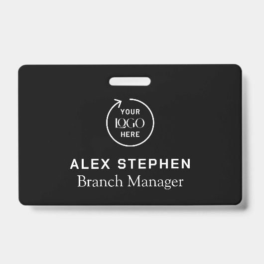 会社ロゴID |従業員スタッフのミニマリストブラック バッジ (正面)