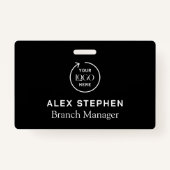 会社ロゴID |従業員スタッフのミニマリストブラック バッジ (正面)