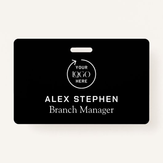 会社ロゴID |従業員スタッフのミニマリストブラック バッジ (裏面)