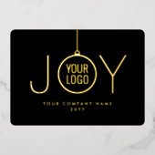 会社ロゴJOYクリスマスオーナメントブラックと金ゴールド 箔シーズンカード (正面)
