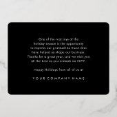 会社ロゴJOYクリスマスオーナメントブラックと金ゴールド 箔シーズンカード (裏面)