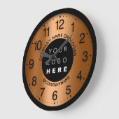 会社ロゴOrange Coral Nameスローガン ラージ壁時計 (傾斜)