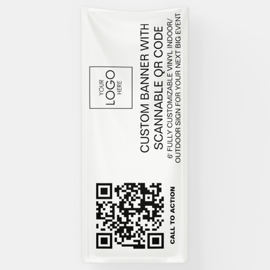 会社ロゴQRコードカスタムビニール屋内屋外 横断幕 (縦)