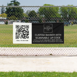 会社ロゴQRコードカスタムビニール屋内屋外 横断幕