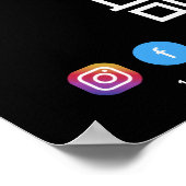 会社ロゴQRコードソーシャルメディアブラック ポスター (角)