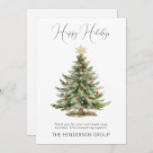 会社ロゴQRコードハッピーホリデーズクリスマスツリー シーズンカード (正面/裏面)