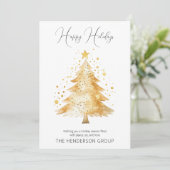 会社ロゴQRコードハッピーホリデーズクリスマスツリー シーズンカード (スタンド正面)