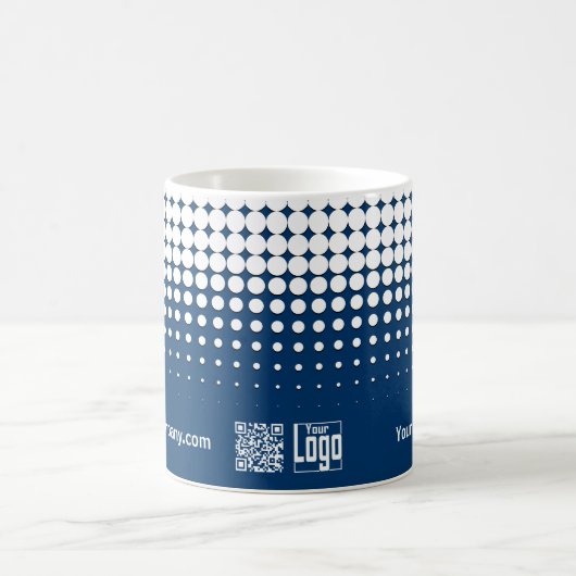 会社ロゴQRコードハーフトーンブルー白黒 コーヒーマグカップ (中央)