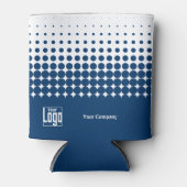 会社ロゴQRコードハーフトーン青（白） 缶クーラー (正面)