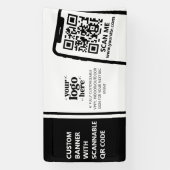 会社ロゴQRコードビニールブラック屋内屋外 横断幕 (縦)