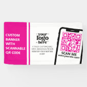 会社ロゴQRコードビニールホットピンク屋内屋外 横断幕 (横)