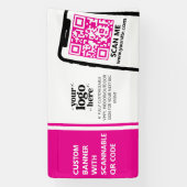 会社ロゴQRコードビニールホットピンク屋内屋外 横断幕 (縦)