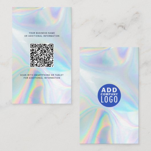 会社ロゴQRコードホログラフィックの追加 名刺 (正面/裏面)
