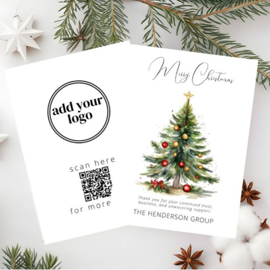 会社ロゴQRコードメリークリスマスツリー シーズンカード