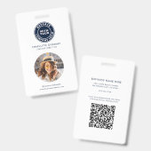 会社ロゴQRコードモダン従業員の写真ID バッジ (Front & Back)