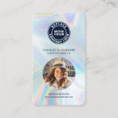 会社ロゴQRコード従業員フォトホログラフィック 名刺 (正面)