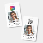 会社ロゴQRコード従業員名と役職 バッジ (表裏)