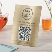 会社ロゴQRコード金ゴールドの作成 台座サイン (インサイチュ)