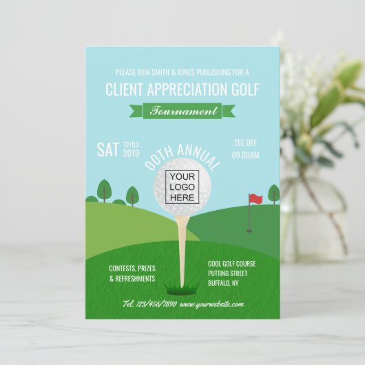 会社企業のゴルフトーナメント招待状 招待状 (スタンド正面)