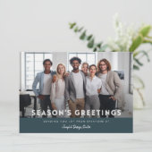 会社企業のチームフォトクリスマスビジネス シーズンカード (スタンド正面)