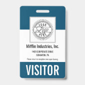 会社名およびロゴビジターパスID バッジ (正面)