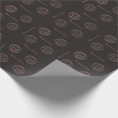 会社名が付いた可愛いブラックピンクのビジネスロゴ ラッピングペーパー (角)