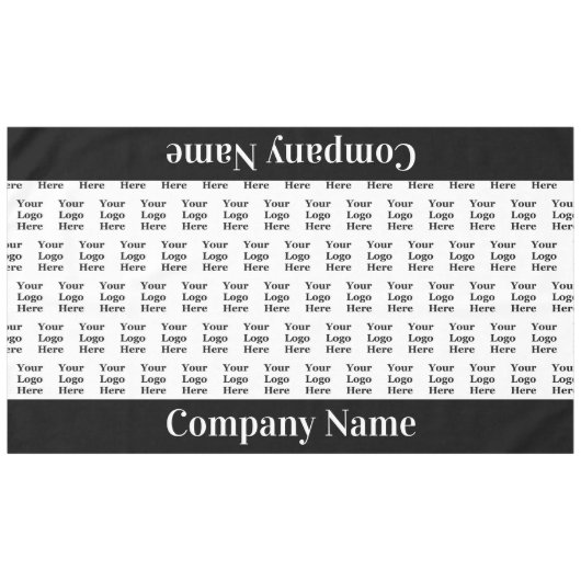 会社名ここに黒と白のロゴを入れるパターン テーブルクロス (正面(横))