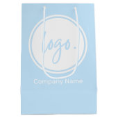 会社名とロゴが青色で表示されたビジネスブランド ミディアムペーパーバッグ (裏面)