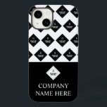 会社名とロゴのパターン Case-Mate iPhone 14ケース<br><div class="desc">シームレスパターンに配置されたロゴ、黒い背景に対する別のロゴ、および名前またはビジネス名でパーソナライズできる電話ケース。</div>