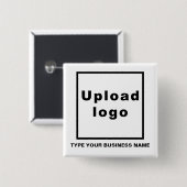 会社名とロゴの白い四角のボタン 缶バッジ (正面&裏面)