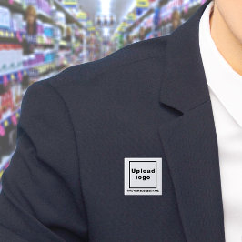 会社名とロゴの白い四角のボタン 缶バッジ