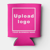 会社名とロゴピンククーラーボックス 缶クーラー (正面)