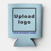 会社名とロゴライトブルークーラーボックス 缶クーラー (正面)