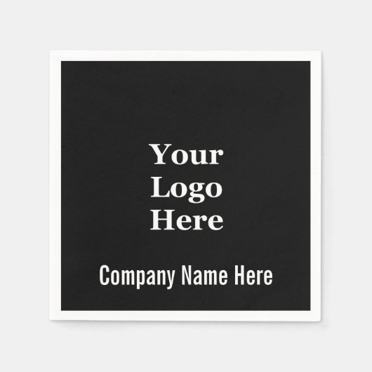 会社名とロゴ白黒テンプレート スタンダードカクテルナプキン (正面)